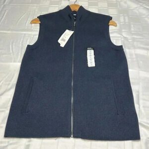 Y2K  vtg NWT LOUIS RAPHAEL vest ,men SM,blue wool blend vest,front zip.EC